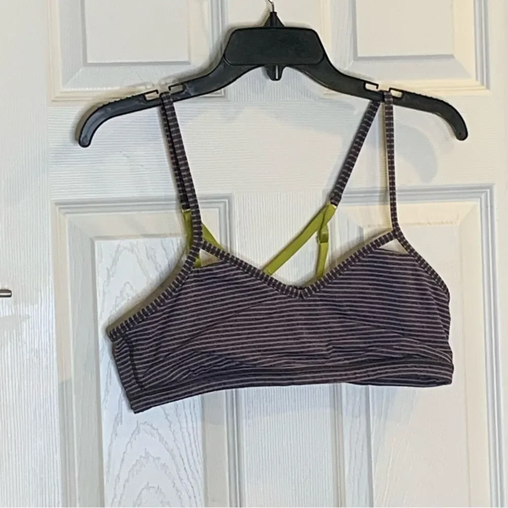 Lululemon Seek The Heat Tank Bra Heathered Deep Coal / Hyper Stripe Size 10